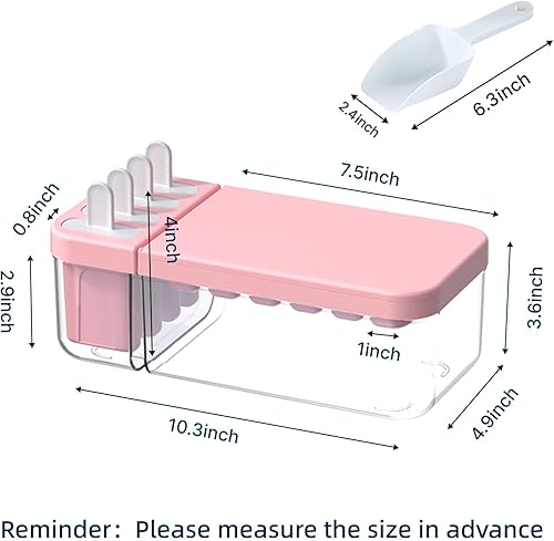 Miniatura 6 de Bandeja para cubitos de hielo con tapa y contenedor, 24 moldes para cubitos de hielo y 4 moldes para paletas con 4 palitos de paletas reutilizables,