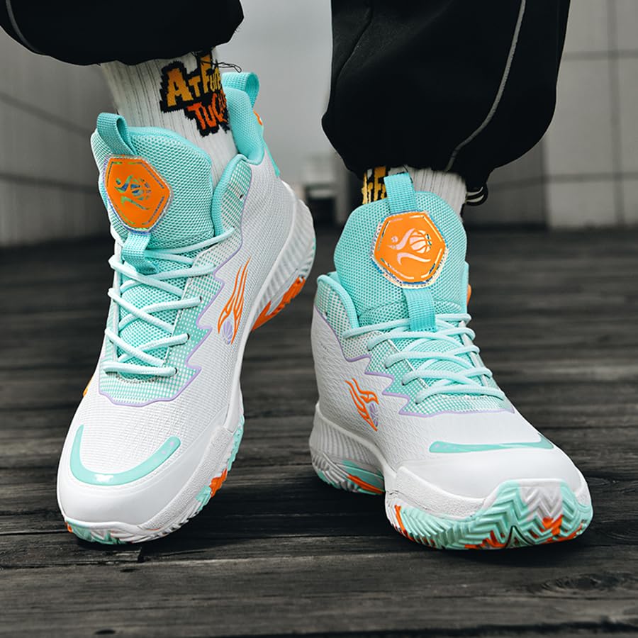 Image of Basketball Shoes for Womens Mens Fashion Comfortable Volleyball Sneakers Breathable High Top Non Slip Outdoor Sport Woman Man Shoe