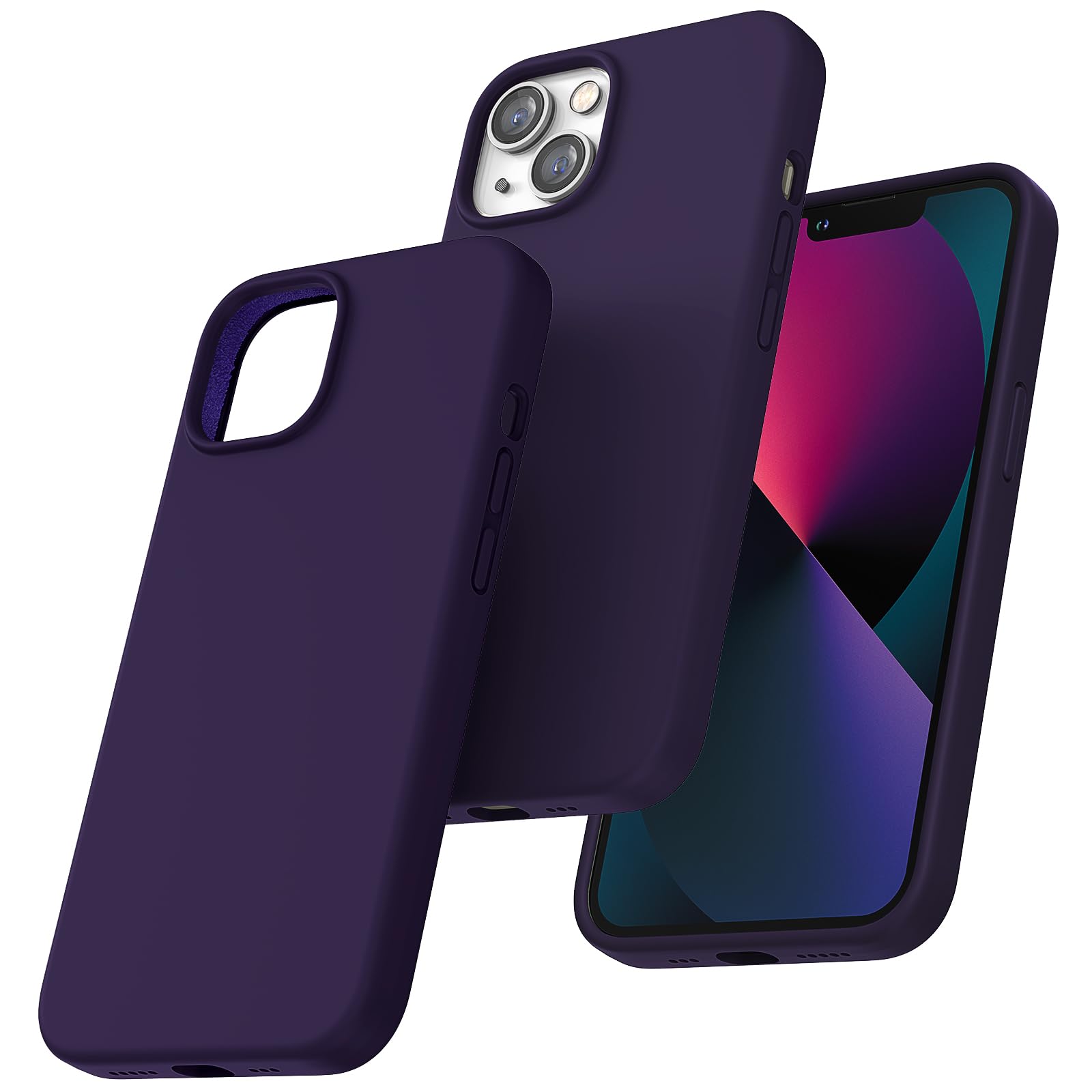 TOCOL for iPhone 13 Case, Slim Silicone Case for iPhone 13 6.1 Inch, Precise Fit, Anti-Slip, Drop Protection, Midnight Purple