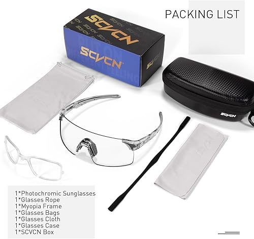 Miniatura 6 de SCVCN Gafas de sol de ciclismo fotocromáticas sin marco para hombres y mujeres, ideales para béisbol, bicicleta, golf, correr