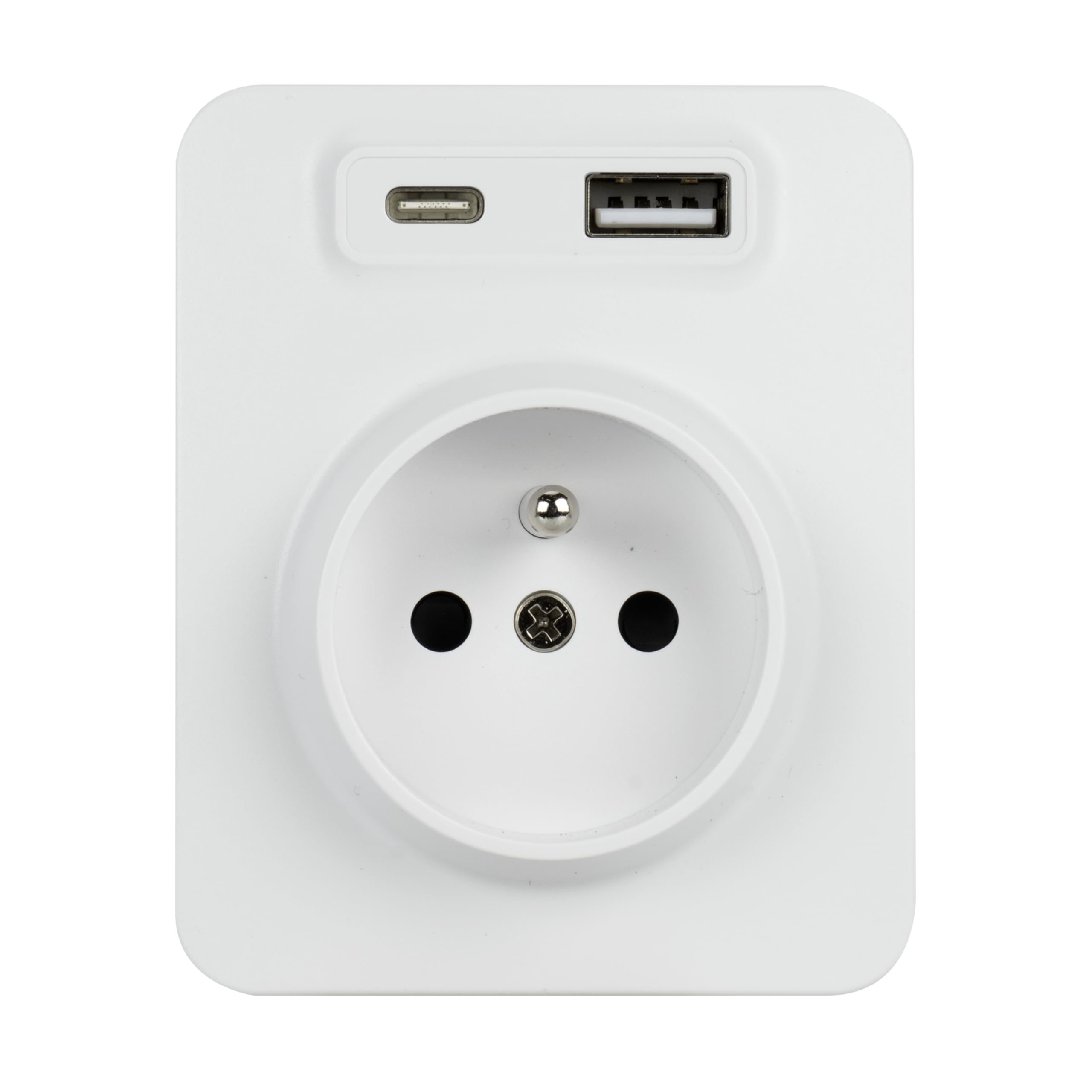 DEBFLEX - Blok - Double Prise USB 3,1A (Prises USB-A et C) + Prise 2P+T- Prise Murale - Pose en Saillie - Idéale Rénovation - Blanc (Lot de 2)