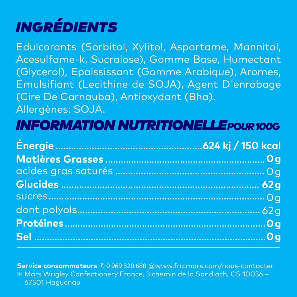 FREEDENT Chewing Gum Sans Sucre Goût Menthe Verte 5 Paquets 70g