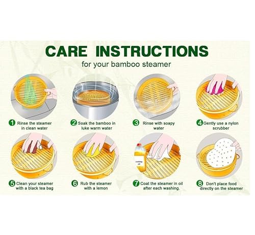 Luminexia Bamboo Steamer,Two Tier Baskets With Lid - Steamer Basket Rice Cooker Bamboo Steamer Cooker Pot-Traditional Oriental Style-for Dumplings,Rice,Dim Sum,Vegetables,Fish And Meat(9 Sizes) - Image 7