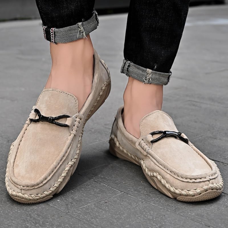 Men's Loafers Round Toe Solid Color Suede Loafer Shoes Flexible Anti-Slip Flat Heel Wedding Slip-on3
