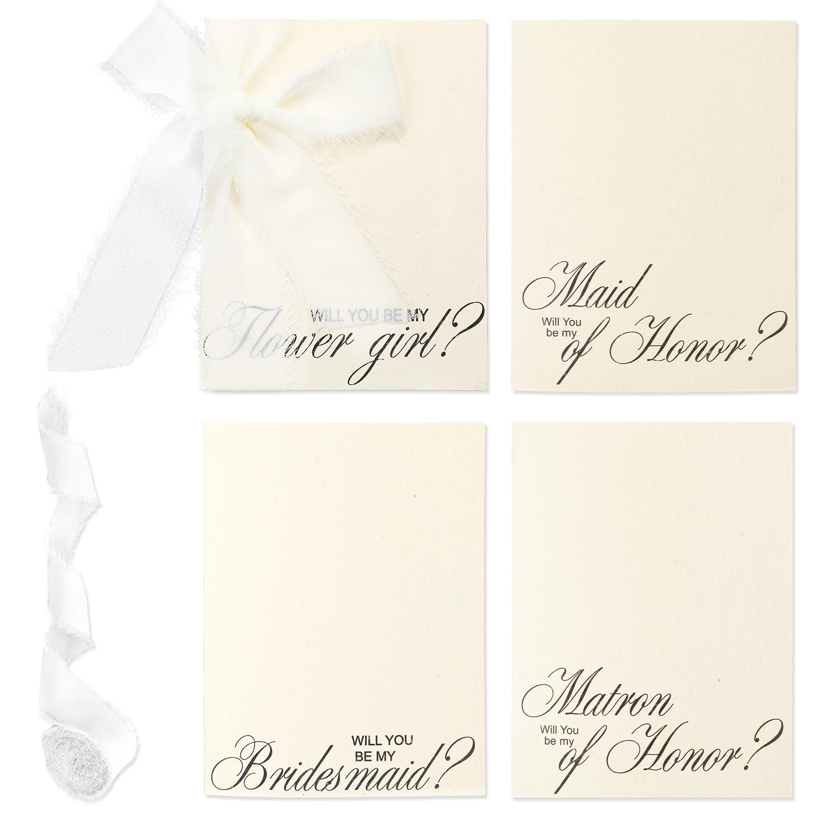 Photo 1 of 14 Pcs White Will You Be My Bridesmaid Card with Ribbon Bridesmaid Proposal Gift Flower Girl Proposal Maid of Honor Cards Matron of Honor Textured Paper Card for Bridal Shower Wedding Supplies