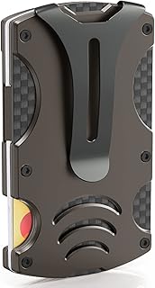 Tactical Wallet, Carbon Fiber Wallet, Metal Money Clip Wallet, RFID Blocking Minimalist Wallet for Men Slim Aluminum Credit Card Holder
