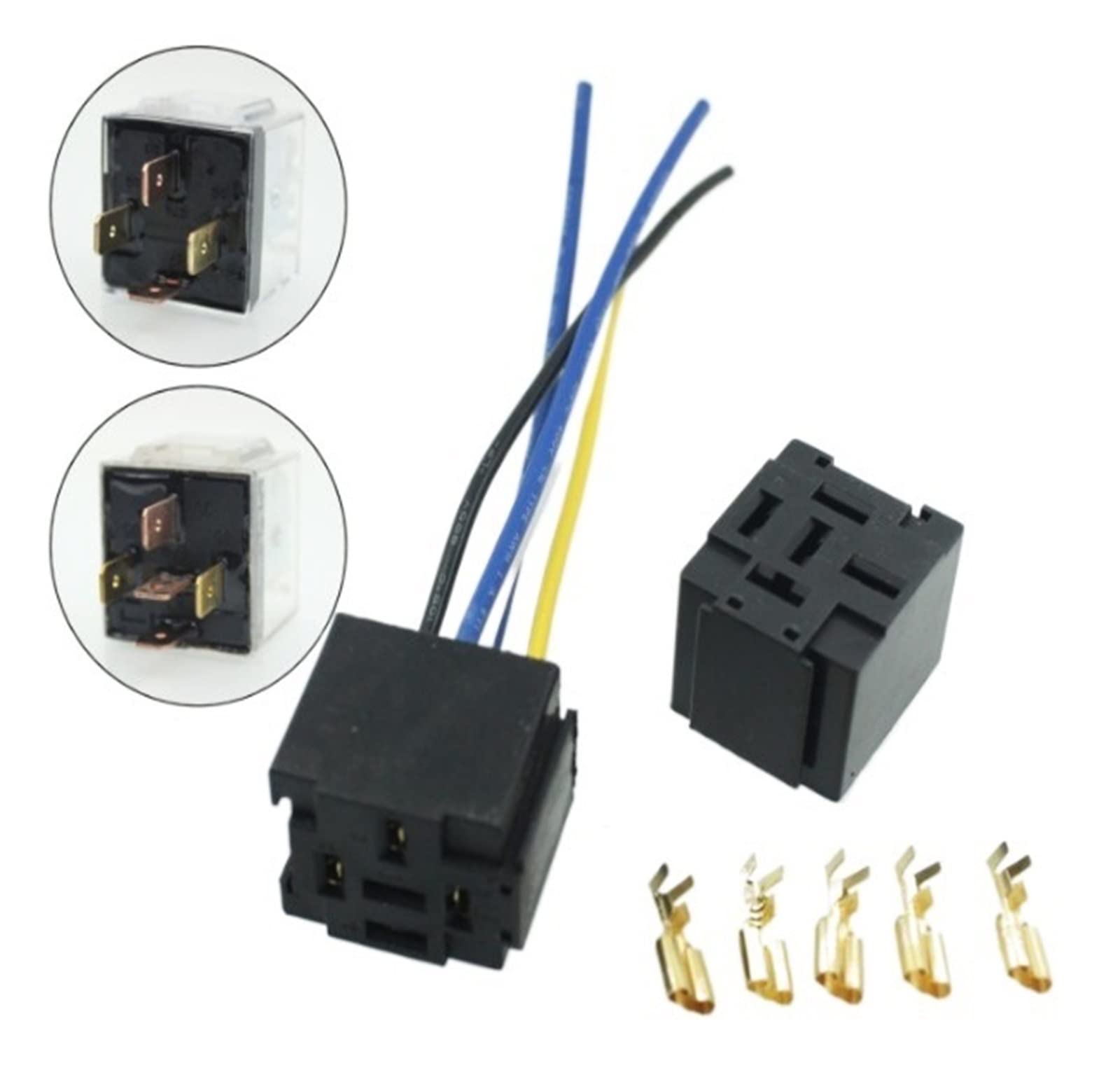 MIELEU 2 unids/Lote, Toma de relé de automóvil, Terminal de Cobre con Cable, 4 Pines, 5 Pines, relé de Coche Hembra (Color : 5pin)