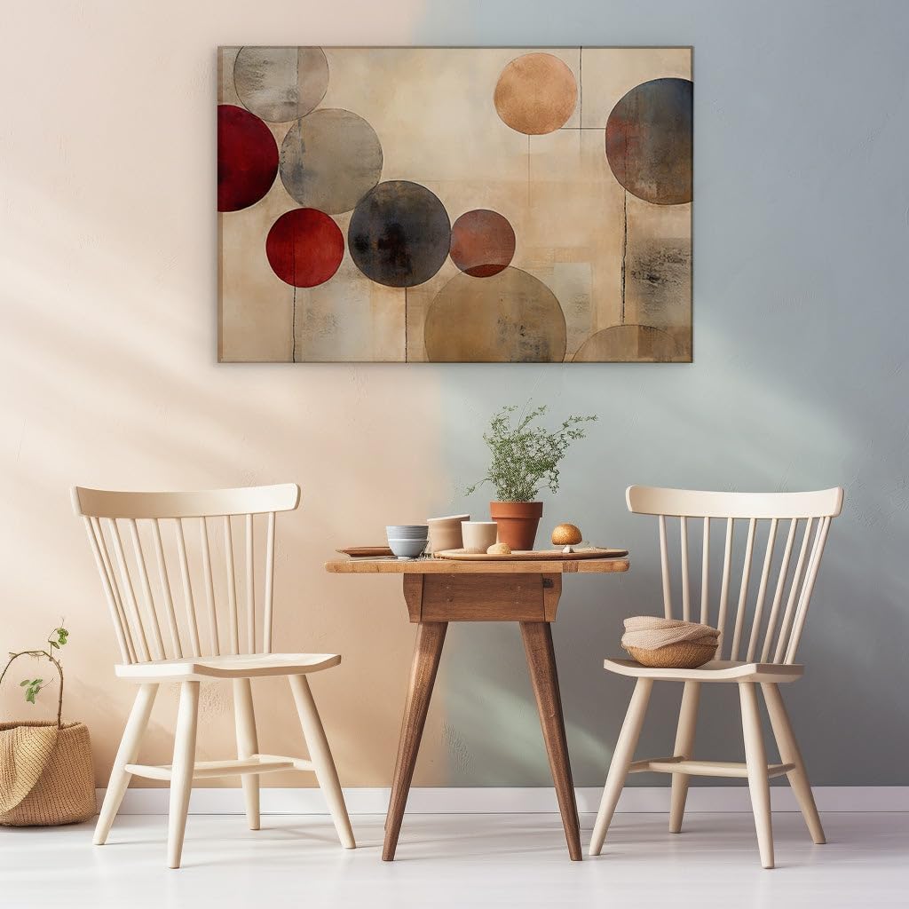 Canvas for Living room. Mystical Patterns in Abstract Harmony: Exploring Depth and Ambiance in Circular Artistry, 27 x 18 inch Canvas Wall Art - Contemporary Masterpieces - Modern Home Decor