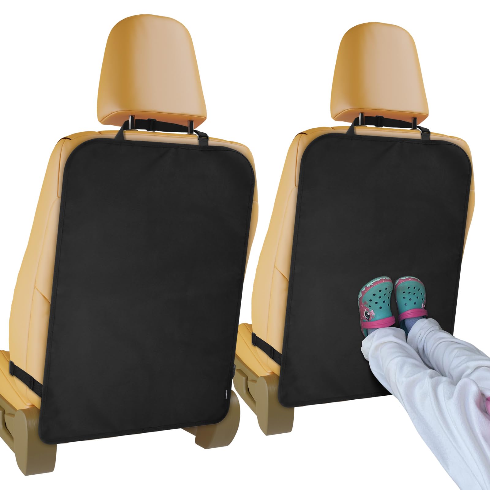 2 Pack Heavy Duty Kick Mats Back Seat Protectors for Kids,X-Large Durable Car Back Seat Cover,Waterproof Sag Proof Kick Mats Back Seat Protector for