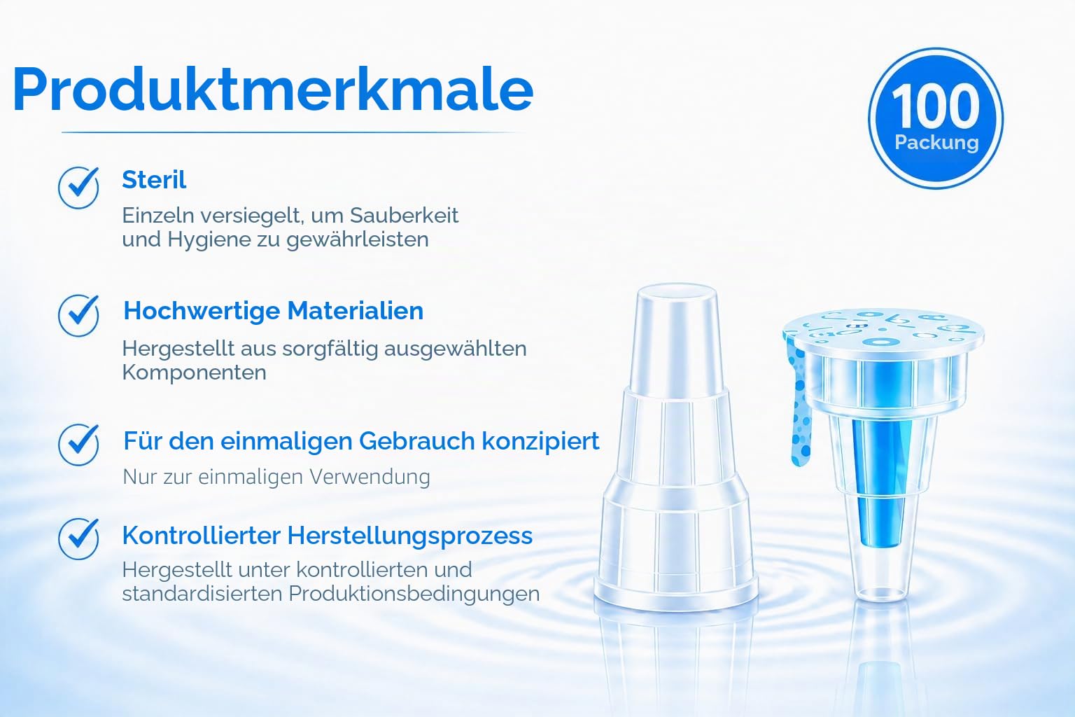 Sterile Einweg Pen Tips 30G (0,30 x 8 mm) – 100 Stück, einzeln verpackt, universell kompatibel, für Labor, Industrie und Kosmetikanwendungen