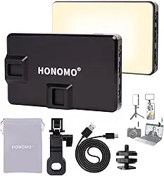 Luz de selfie para câmera de telefone portátil: Luz de LED HONOMO 120 para iPhone e câmera | Recarregável de 3000 mAh | Acessório para tirar fotos, vídeos Tiktok e streaming, essenciais para criadores
