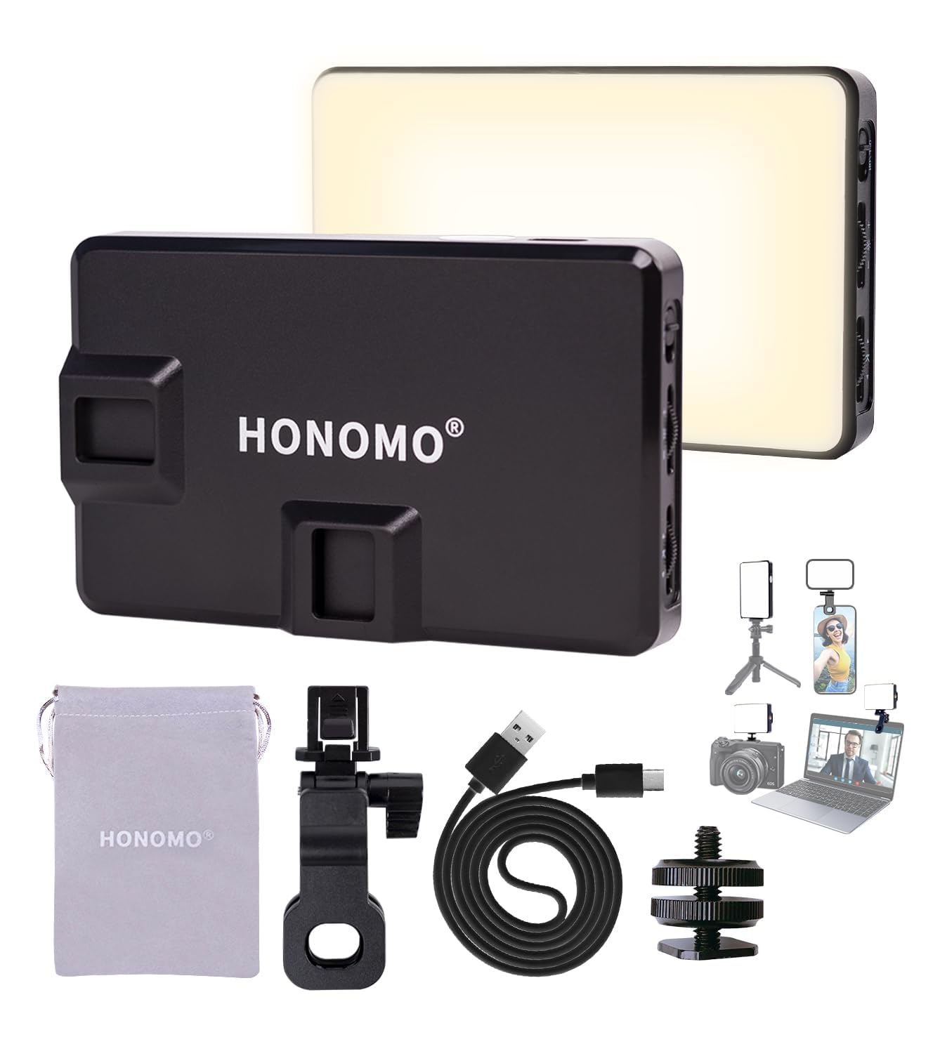 120 LED Video Light Mobile Phone Selfie Lamp, Rechargeable Pocket Size Clip- On Fill Light CRI95 High Power Panel Compatible for Photos, Travel, Videos, Tiktok Live Streaming, Zoom Meetings