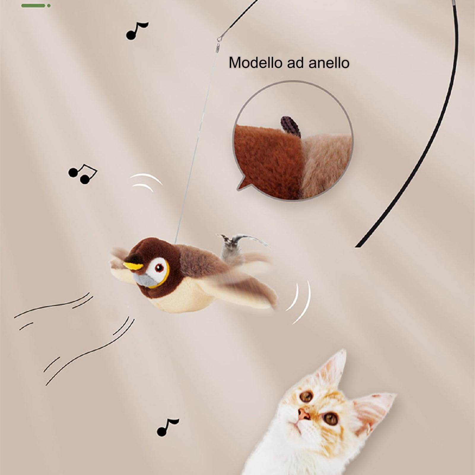 Giocattolo Uccellino Volante Per Gatti - Interattivo, Ricaricabile USB, Con Movimento Realistico - Foto 12