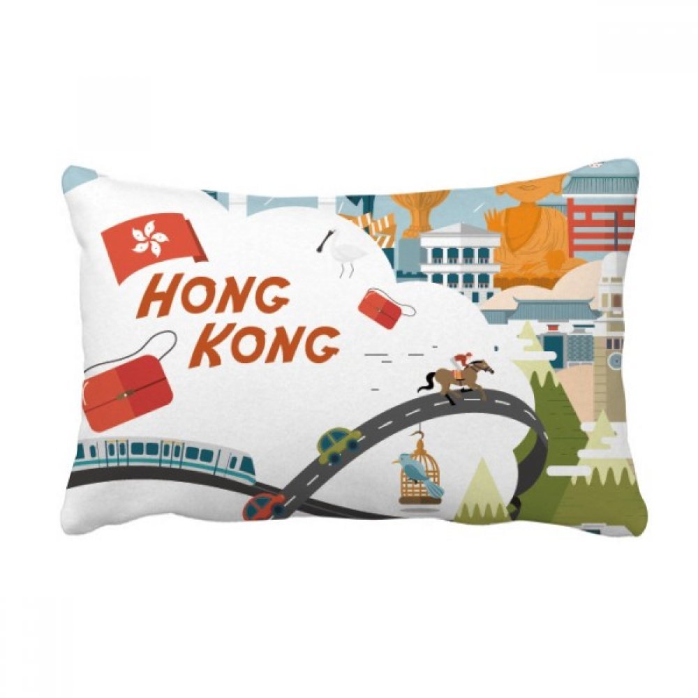 Cadeau décoration Hong Kong grand coussin de canapé original pour passionnés de voyage