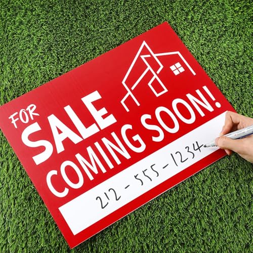 3 Pack Coming Soon Real Estate Sign for Home 13 x 17 Inch Double Sided Coming Soon Signs with Stake Outdoor Corrugated Plastic Open House for Sale by Owner - Image 3
