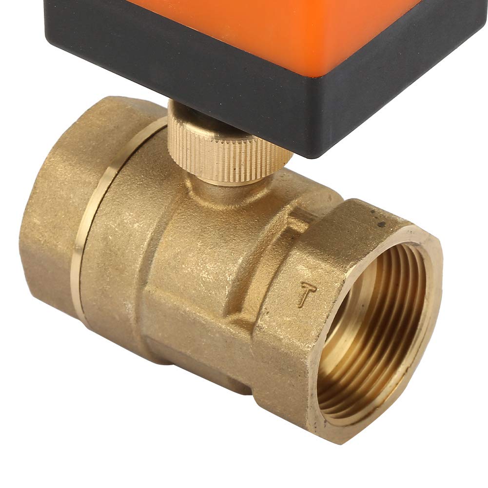 Vanne Motorisée 12 volts, DN32 G1-1/4" Vanne Motorisée 2 Fils Robinet à Tournant Sphérique en Laiton Vanne à Sphere 2 voies pour le Ventilo-Convecteur et le Système de Contrôle de l'Eau