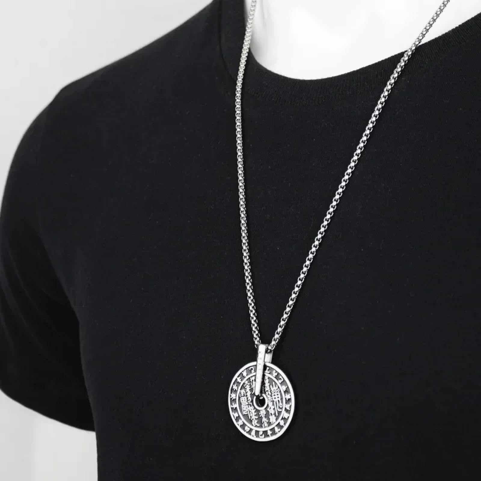SiVaji Necklace Halskette Ketten Schmuck Herren Frauen Anhänger Necklaceretro Runde Anhänger Halskette Männer Junge Halsketten Vintage Männlich