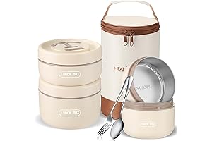 Dandat 3 Pcs Portable Insulated Lunch Container Set for Adults and Kids