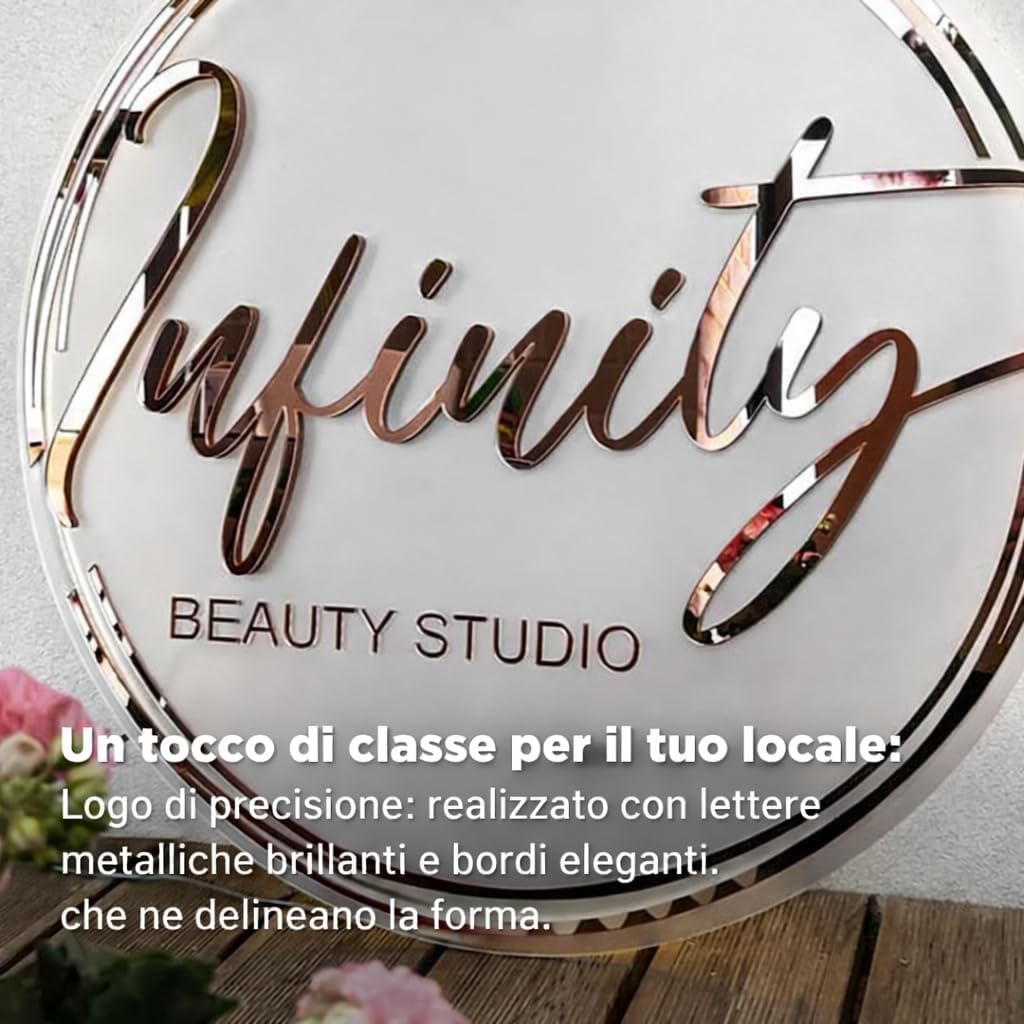 Neonapm Insegna Acrilica Retroilluminata Personalizzata, Segno Luminoso per Logo Aziendale, Vetrina di Ristorante, Negozio, Decorazione di Ufficio, Studio di Bellezza, Forma Rotonda (35-120cm)