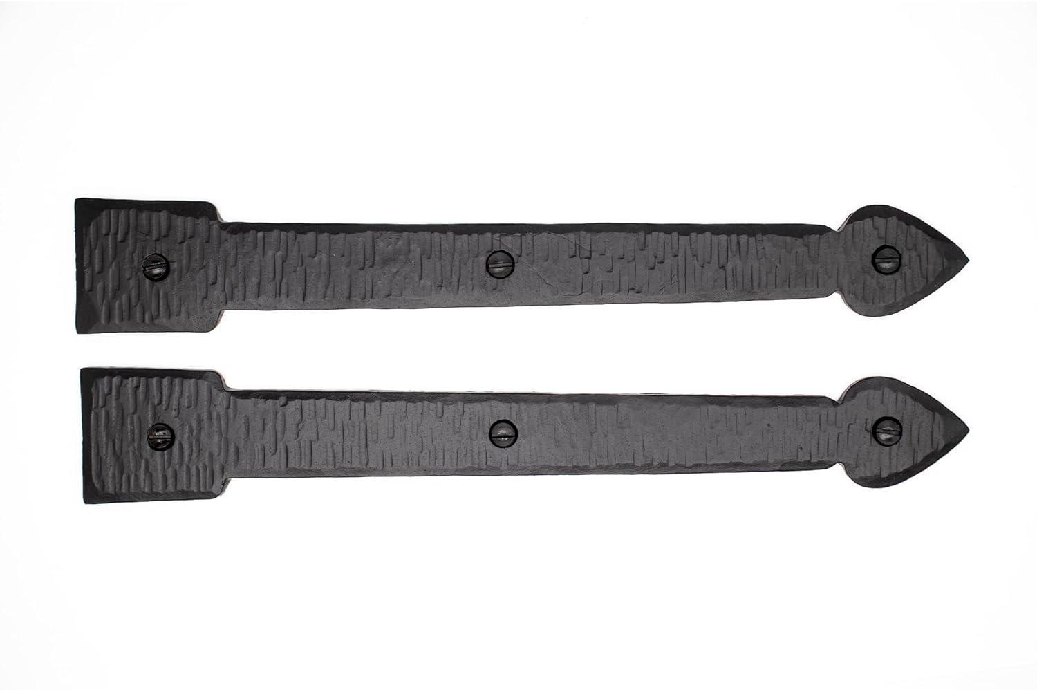 2 Pack 9 inch Faux Door Hinges Black Decorative Strap Hinge Wrought Iron Strap Barn Door Strap Hinges, Farm Gate Hinge, Carriage Door Hardware The Colonial Series by Borderland Rustic Hardware