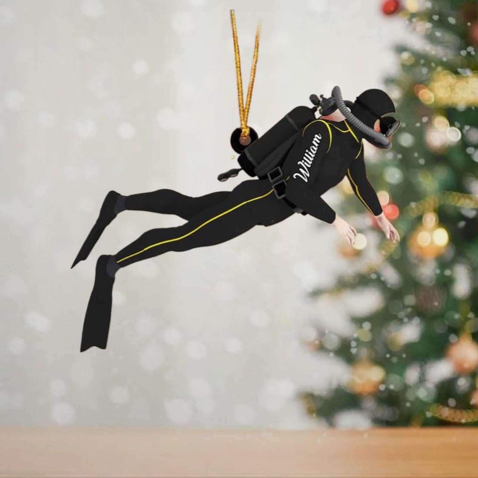 Luckluccy Style Personalized Acrylic Car Hanging Diver Ornament,Gift For Diving Lovers,Scuba Diver Xmas Tree Decor,Custom Name,Sports Lover