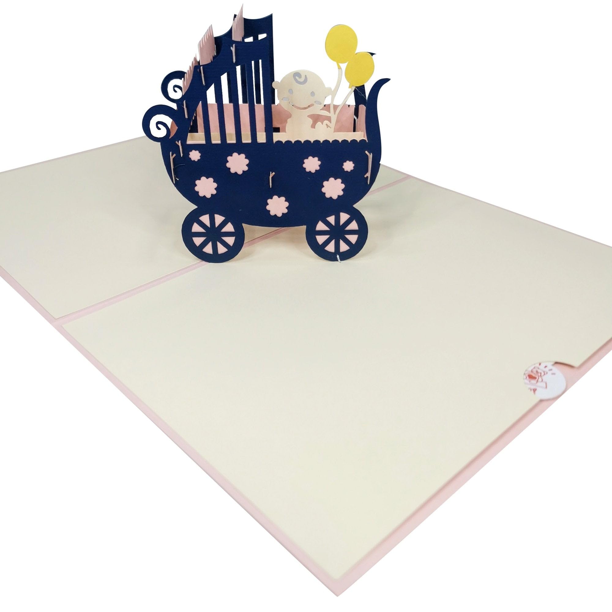 CardPop New Baby Girl in Pram Pop-Up Card - 3D Pop Up Greeting Card - Image 3