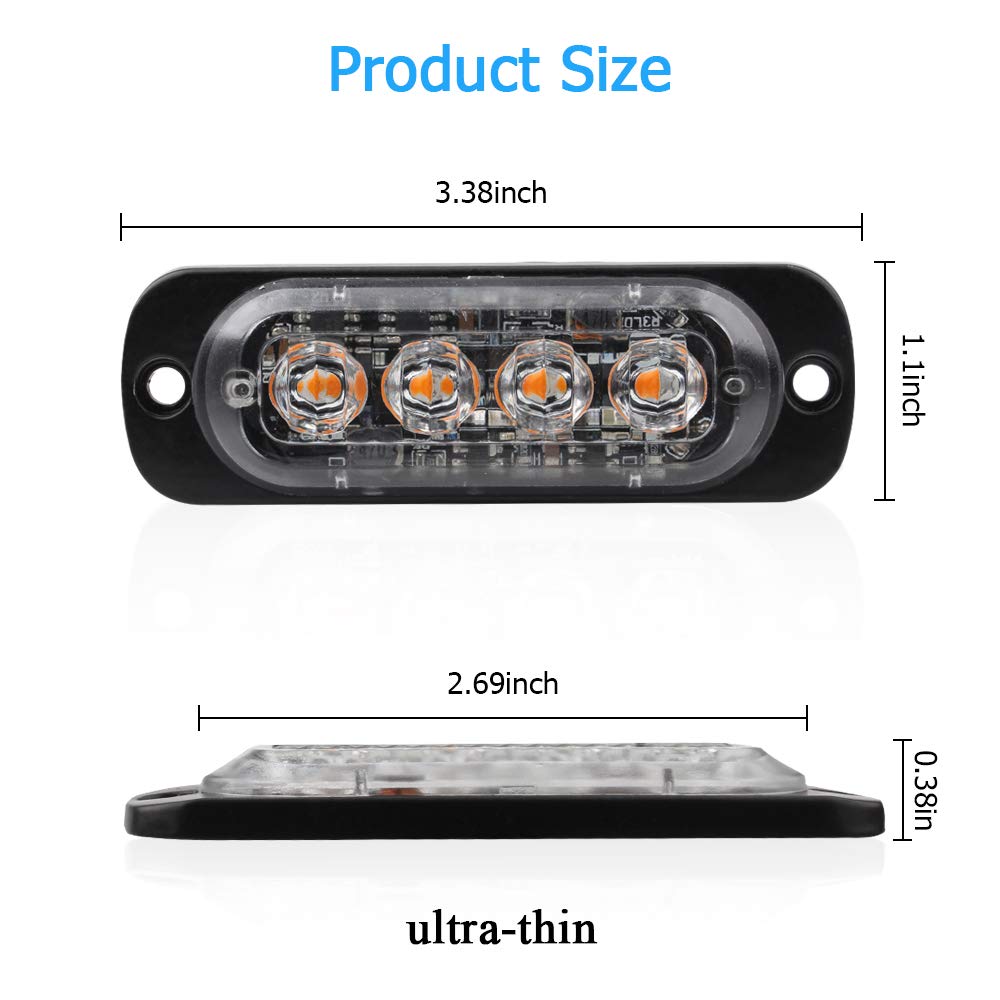 2Pcs Car Led Side Light Bar segnale di avvertimento lampada luce stroboscopica di emergenza Pickup fanale posteriore camion luce d'atmosfera 12-24V impermeabile  34