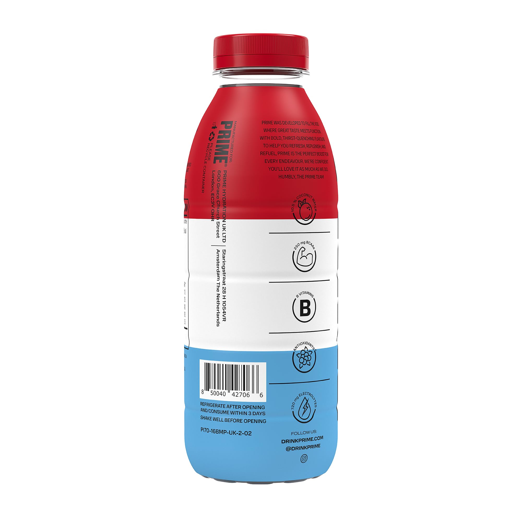 PRIME Hydration Drink Ice Pop| No Sugar Added | Hydration with 10.5% Coconut Water | Caffeine Free Instant Hydration | Electrolytes | 500ml | Pack Of 1 1