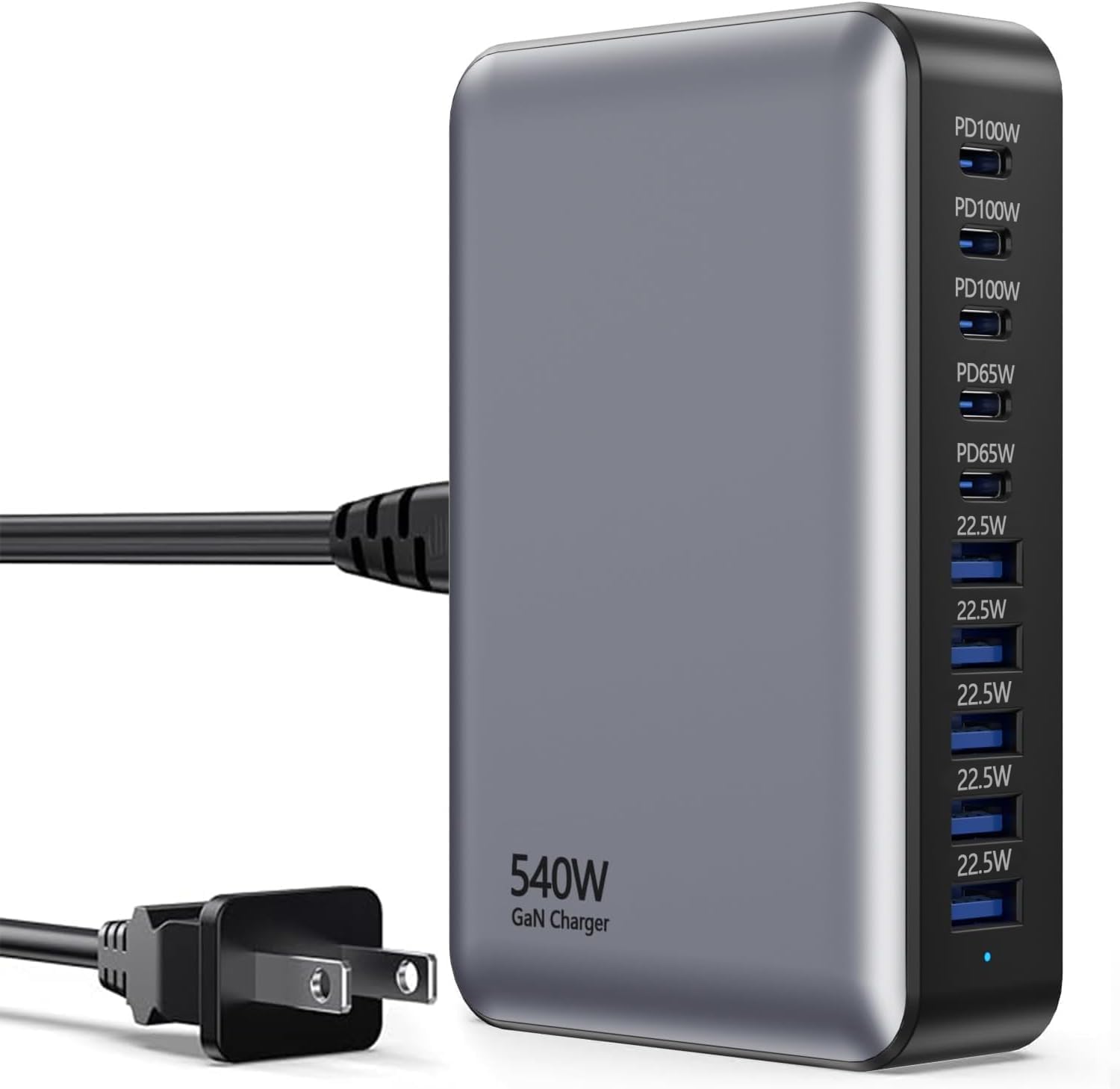 540W USB C Charger Block, 10 Port (5USBC+5UBSA) GaN III Fast Charging Station Hub, PD 100W and PD 65W Laptop Charger Adapter Compatible with MacBook Pro/Air, Lenovo, Dell, iPad, iPhone, Samsung