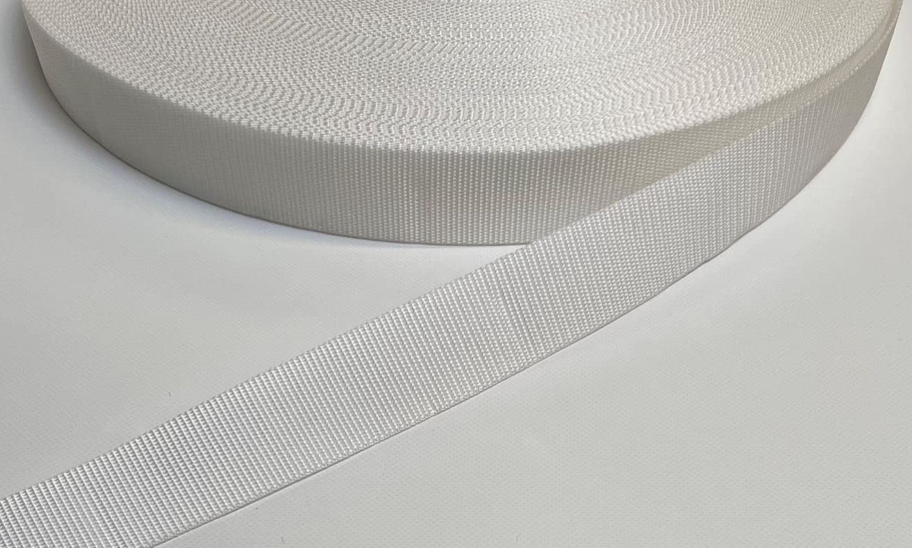Church Products UK 50mm Polypropylene Webbing Lightweight Strap For Backpacks Belts Handles Bags Straps Dog Leads (White, 25 Metres)