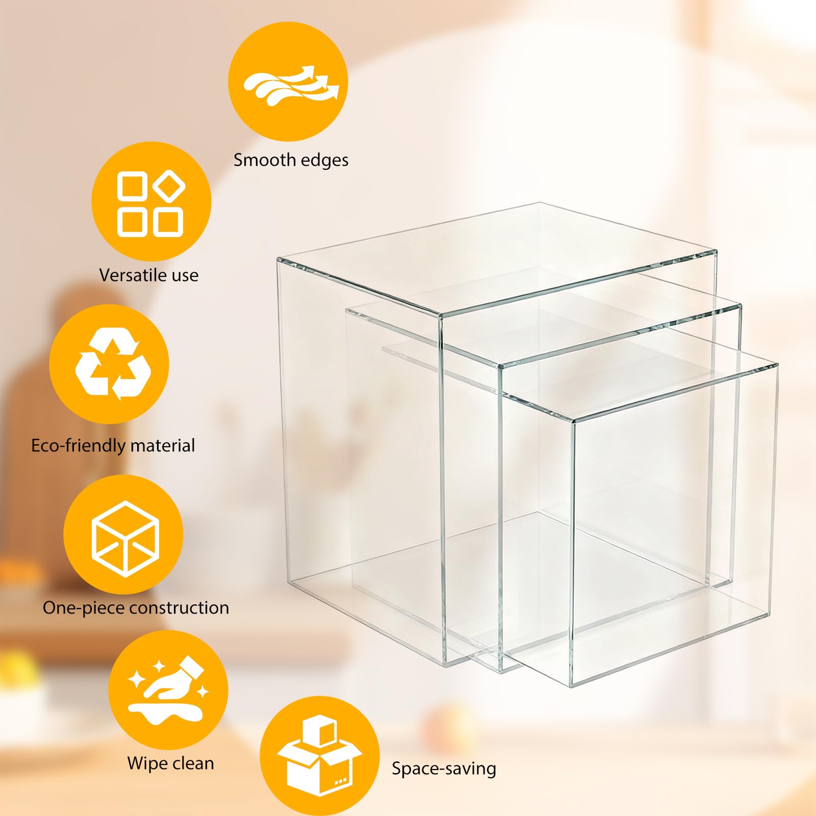 Soporte para tartas, soporte de buffet de acrílico transparente, 6 unidades de soportes para tartas (3-8 pulgadas), reutilizables con base hueca, soporte de postre para cupcakes, postres, joyas