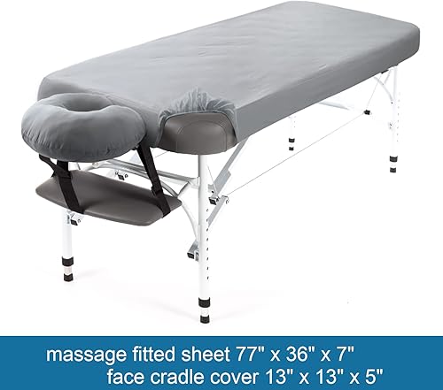 Miniatura 3 de Sábanas impermeables para mesa de masaje, juego de 2 piezas que incluye sábana bajera ajustable de masaje y funda para cuna facial, ultra suaves y