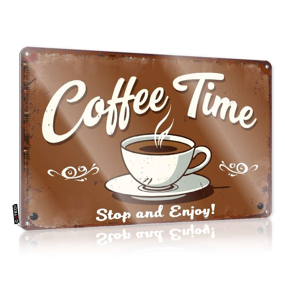 Fzfn Colour Funny Vintage Signs Cool Room Stuff Farmhouse Cool Designer Coffee Time: Stop And Enjoy! - Easy To Hang Art(30X40cm)