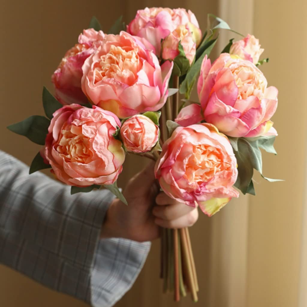 XDLEDMKIZ Beautiful Artificial Flowers, Fake Peony Flowers for Home Wedding Bouquets Centerpieces, Simulation Floral Arrangements