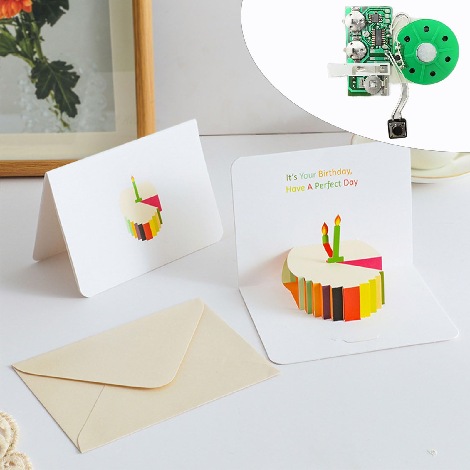 Módulo de Tarjeta de Felicitación, Chip de Tarjeta de Felicitación, Módulo Voz Grabable, Adecuado para Tarjetas de Felicitación Caseras, Cajas de Regalo, 60 Segundos(Sin Tarjeta de Felicitación)