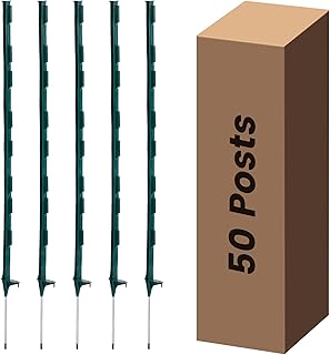 50 Pack Electric Fence Posts, 48 inch Step in Fence Post, Temporary Plastic Fence Posts for Farm Protection, Sturdy Fencing Post for Garden Yard