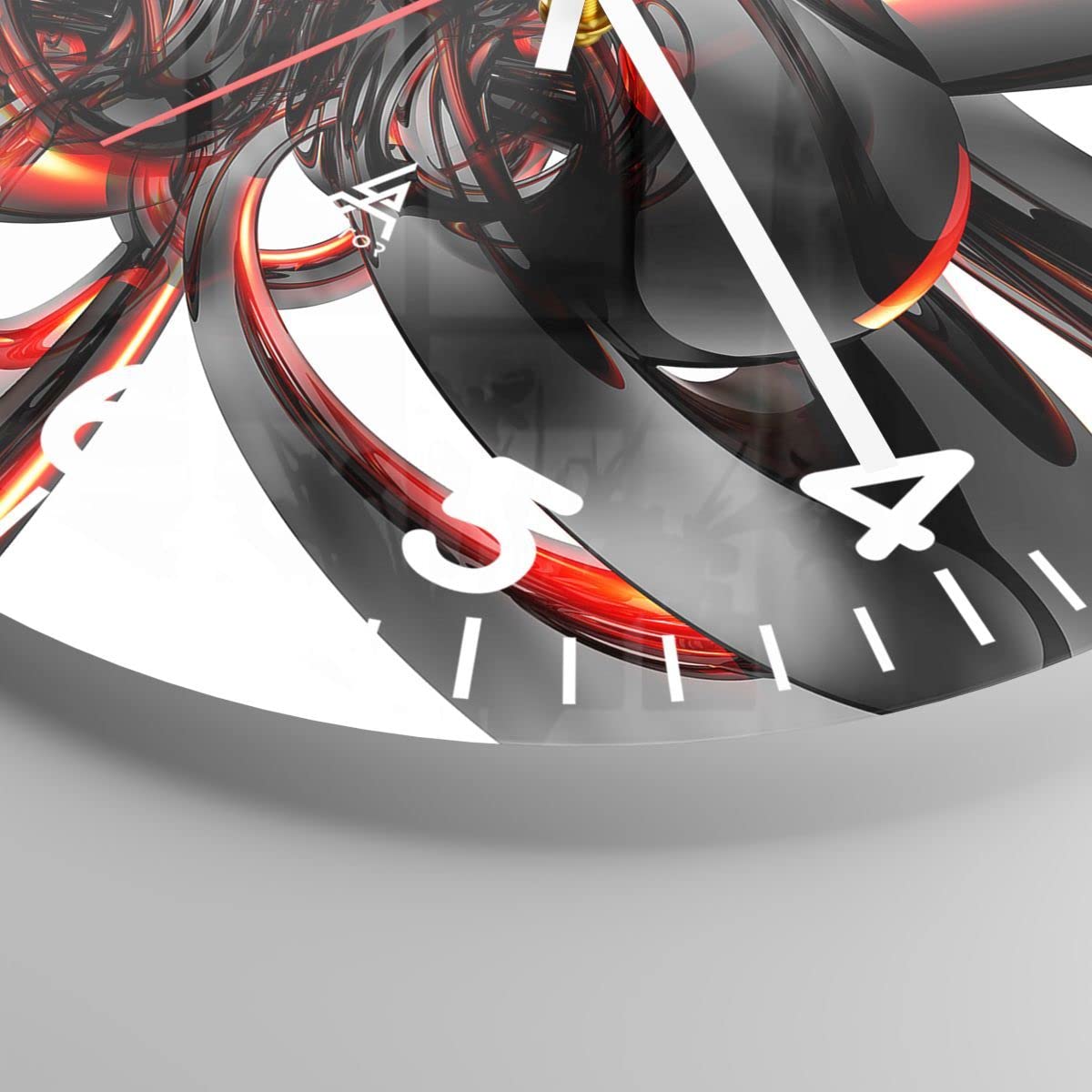 Orologio Da Parete In Vetro Grafico 40x40cm - Figure Geometriche Cerchio, Design Moderno Silenzioso Per Soggiorno E Cucina - C3AR40x40-0599 - 2