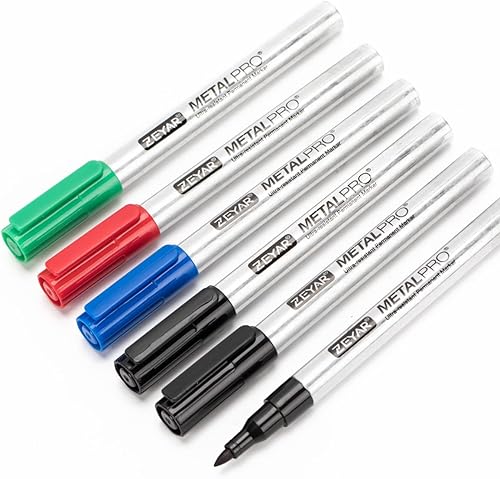 Miniatura 10 de ZEYAR Rotuladores permanentes, punta extrafina (0.039 in), tinta impermeable y a prueba de manchas, barril de aluminio, secado rápido, ideal en