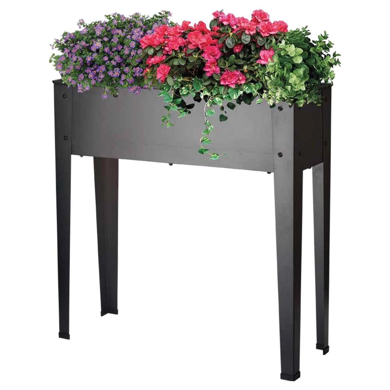 Urbnliving Anthracite 75Cm Elevated Metal Planter Trough With Stand – Modern Raised Flower Pot For Indoor & Outdoor Garden Décor