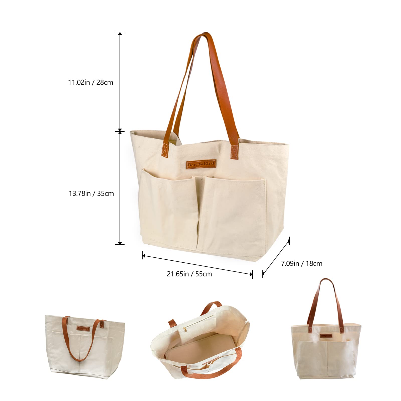 Berry&Bird Bolsa de Herramientas de jardín, Bolsa de Lona para jardín con