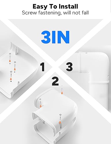 Miniatura 5 de Kit de cubierta de conector de acoplador de 3 pulgadas, accesorios para aires acondicionados sin conductos y bombas de calor, PVC decorativo