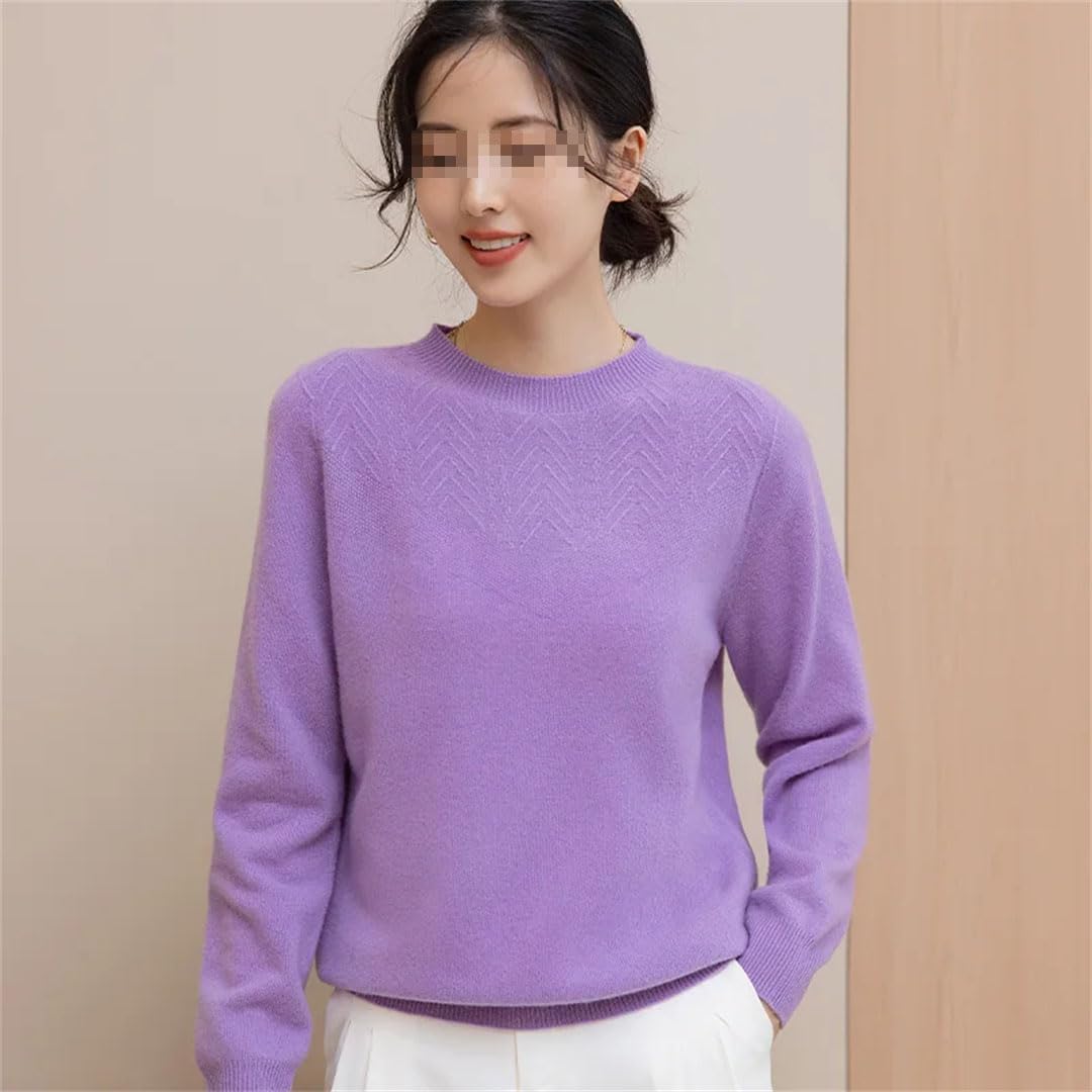 Vogrtcc Maglione da Donna in Lana con Colletto A O. Pullover Autunno Inverno da Donna in Tinta Unita