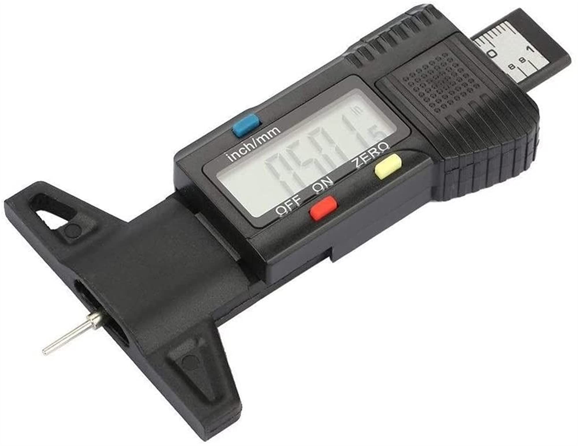 WJJ Profiltiefe LCD Reifenmetermessel digitaler Reifenmesser Tiefe Tiefenprüfung Motorrad -Auto -Tester (Color : Black)