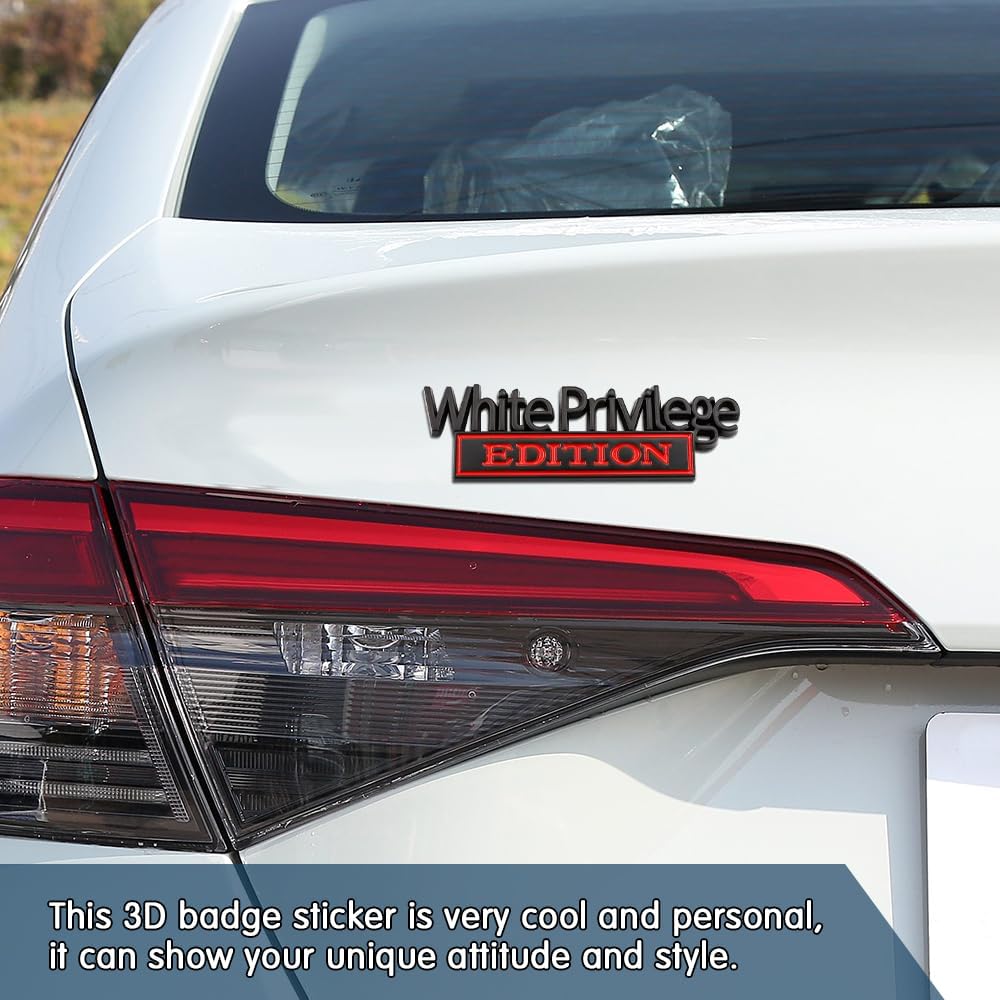 White Priviledge Edition Emblem, Car Exterior Emblems Badge 3D Sticker Decal, White Priviledge Edition Emblem 3D Fender Badge Decal, 3D Letter Emblem Badge Sticker Fit for All Cars image 3