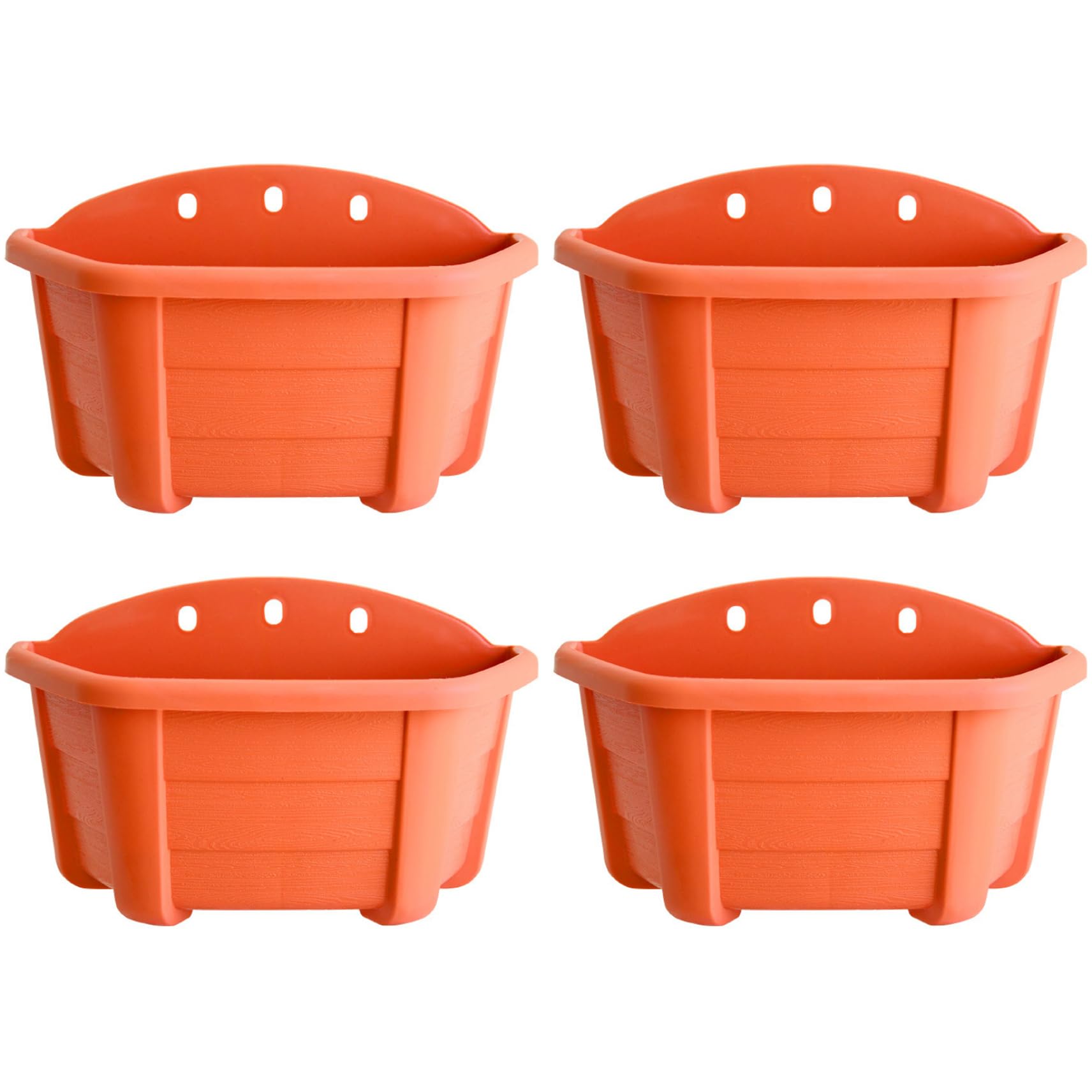 Wedhapy Wall Hanging Planter 4Pcs Hanging Planter, Wall Mounted Plant Pot Eco-Friendly Plastic Bucket Garden Pot for Railing Fence Balcony Indoor Outdoor