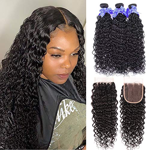 8A Brazilian Human Hair Ocean Wave Bundles With Closure Water Wave Human Hair