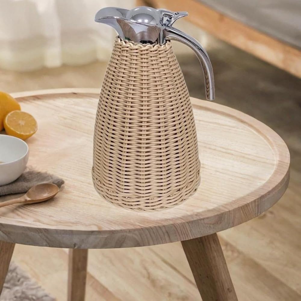 Acero inoxidable Café Carafe aislado Pitcher Bebidas Hervidor de vacío Tapa sellada para zumo de leche Hogares Barbacoa Nevera, Natural