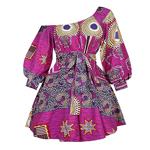 Image of Women Boho African Floral Print Pleated Short Midi Dress Multi-Way Dress for Casual Rave Club Party