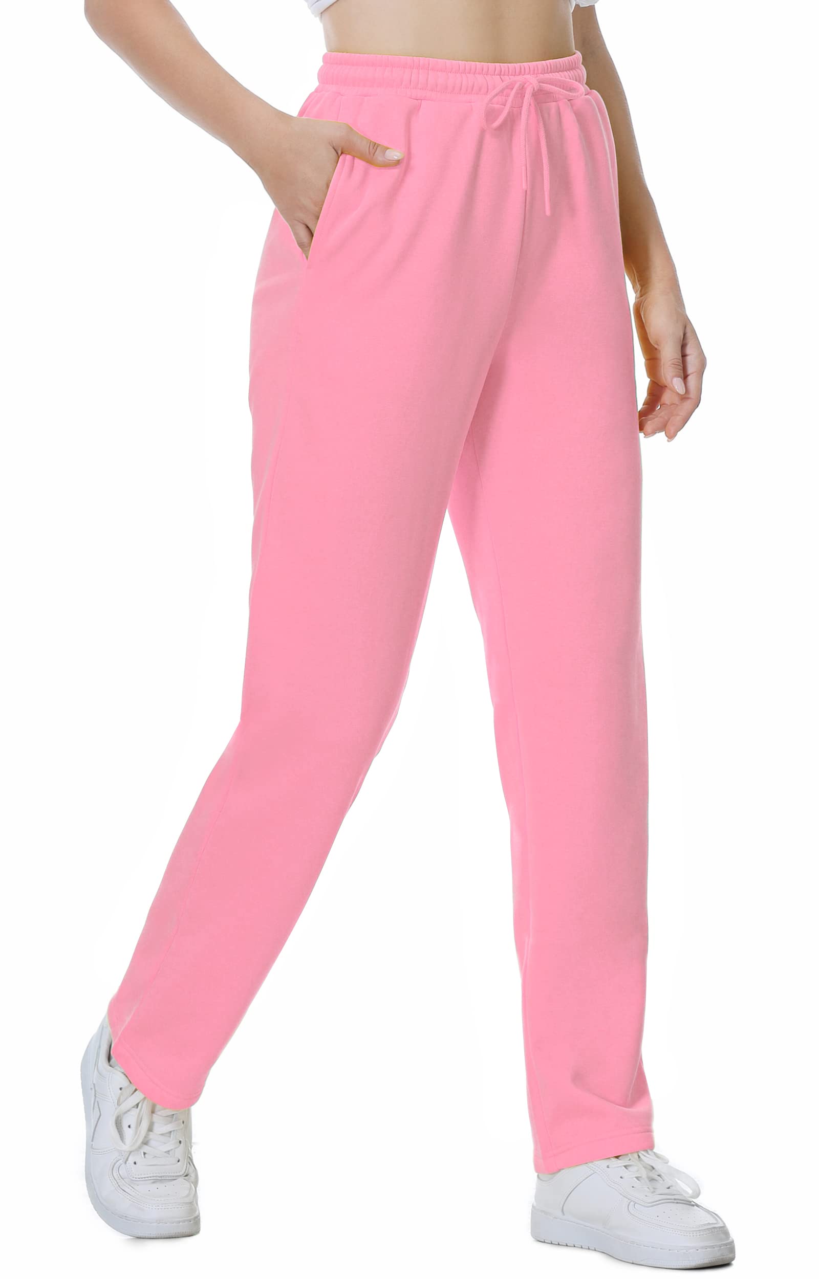 BETTERCHIC Pantaloni della tuta da donna antistatici in micropile con tasche a gamba dritta pantaloni della tuta per le donne taglia S-2XL
