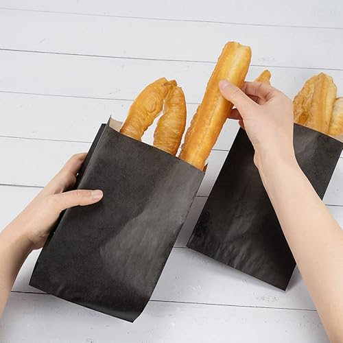 Miniatura 4 de Restaurantware Bag Tek - Bolsas de papel de 5 x 3 x 8.75 pulgadas para aperitivos, 100 bolsas desechables para papas fritas, a prueba de grasa para